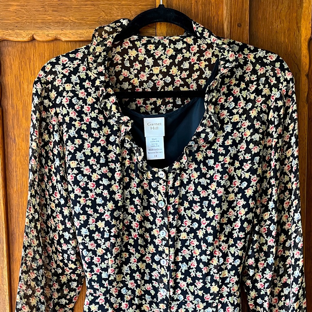 Floral silk tea dress